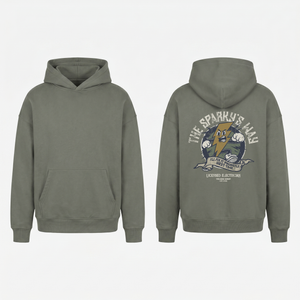 The Sparky's Way Hoodie in Grey - oversized electrician hoodie, front and back print