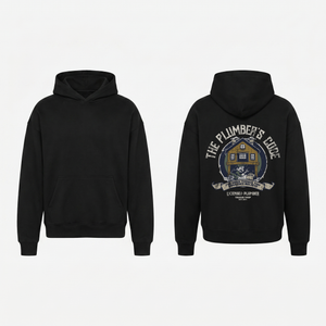 The Plumber's Code Hoodie in Black - oversized plumber hoodie, front and back print