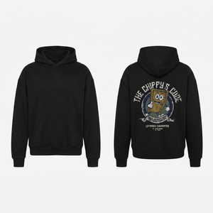 The Chippy's Code Hoodie in Black - oversized carpenter hoodie, front and back print