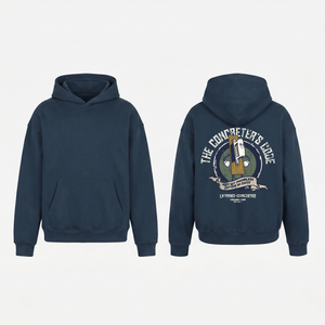 The Concreter's Code Hoodie in Navy Blue - oversized concreter hoodie, front and back print