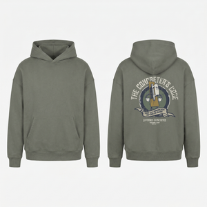 The Concreter's Code Hoodie in Grey - oversized concreter hoodie, front and back print