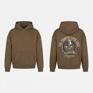 The Concreter's Code Hoodie in Brown - oversized concreter hoodie, front and back print