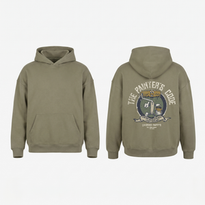 The Painter's Code Hoodie in Grey Coffee - oversized painter hoodie, front and back print