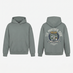 The Painter's Code Hoodie in Light Grey - oversized painter hoodie, front and back print