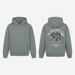The Welder's Code Hoodie in Light Grey - oversized welder hoodie, front and back print